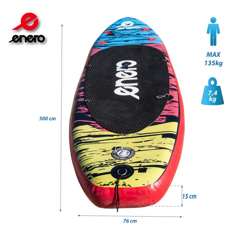SET - SUP BOARD 135KG INFLATABLE ENERO 300x76x15CM BLACK Accessories Your Sports Performance