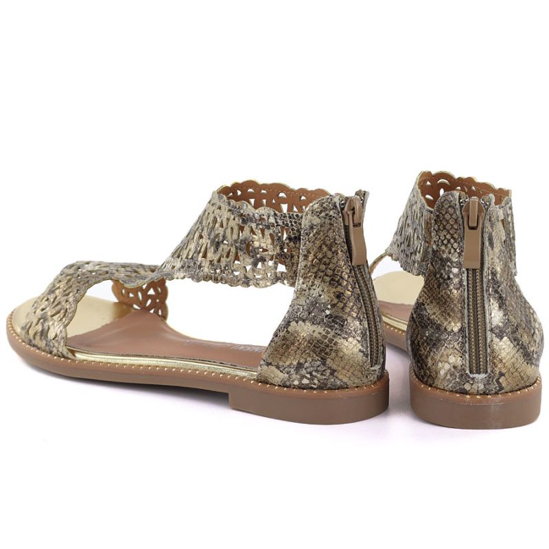 Women's openwork snakeskin gold sandals M.Daszyński MR24148-2 M. Daszyński