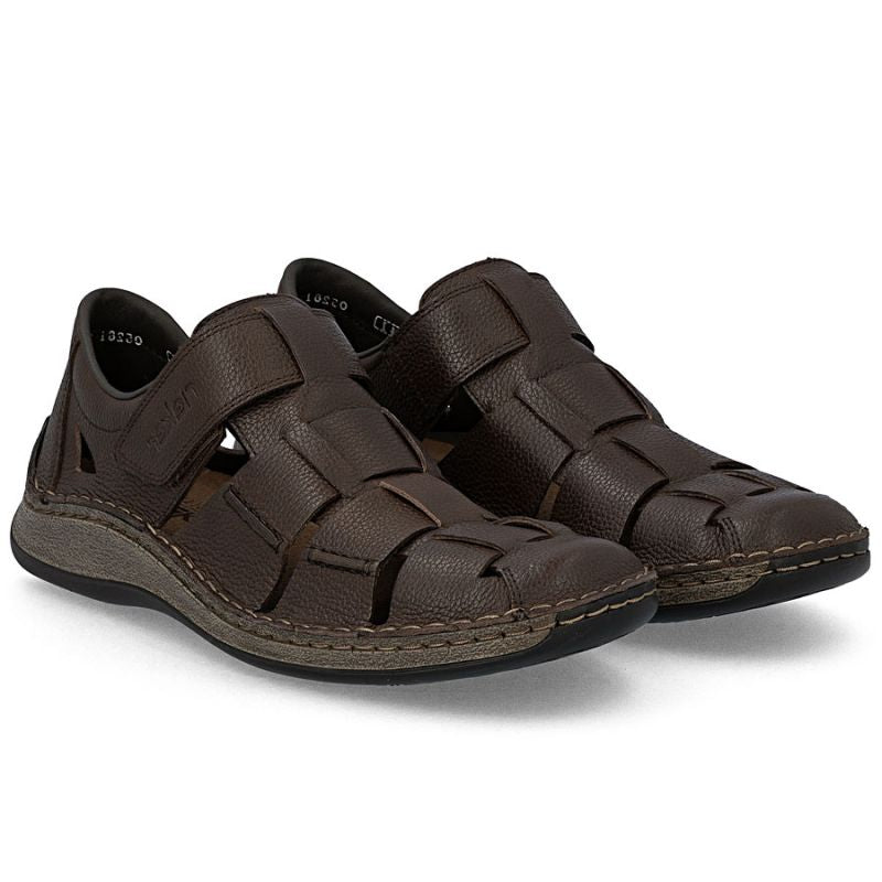 Men's leather openwork brown shoes Rieker 05281-25 To be categorized Your Sports Performance