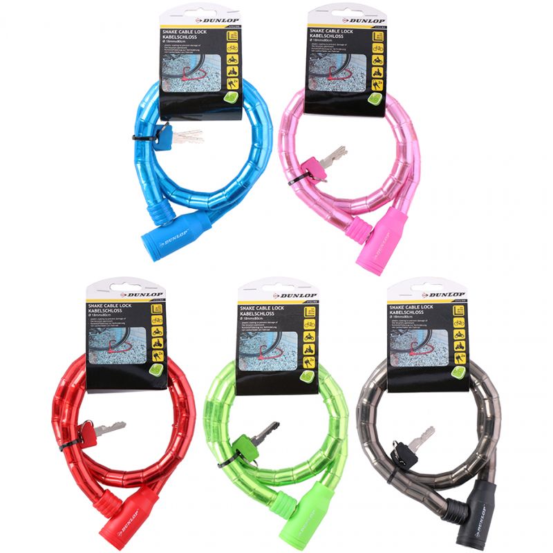 Bicycle lock Dunlop cable lock D18mm 80 cm ST 5ass 63749 Accessories/Bicycle/Akcesoria rowerowe Your Sports Performance
