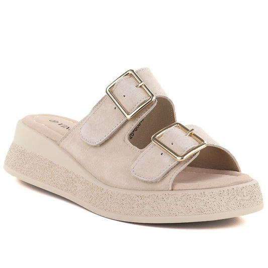 Beige leather wedge sandals Vinceza 88045 Vinceza