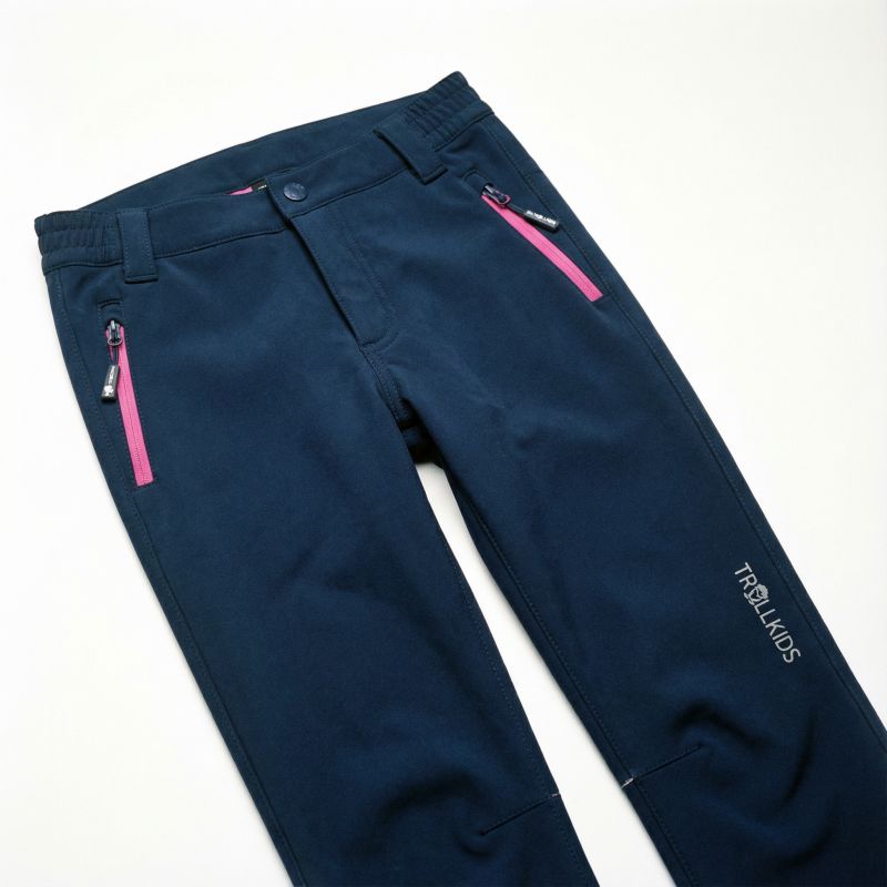 Trollkids Kids Fjell Softshell Pant for girls/boys, navy blue (117-114) Trollkids