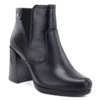 Women's ankle boots with a block heel and platform, insulated, black, M.Daszyński AF125B-1