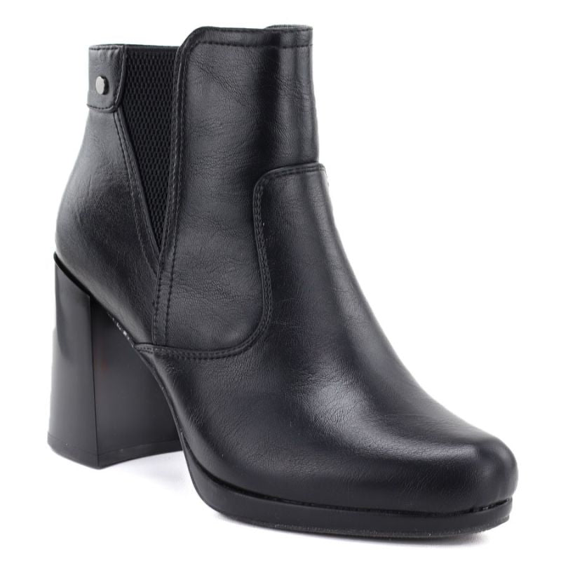 Women's ankle boots with a block heel and platform, insulated, black, M.Daszyński AF125B-1
