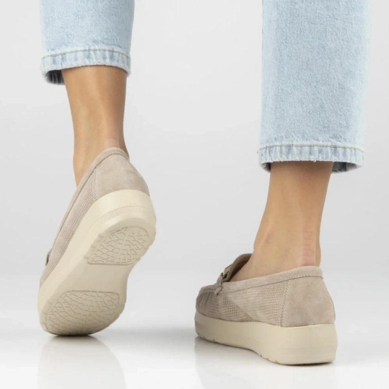 Beige leather wedge loafers Filippo DP7652 Filippo