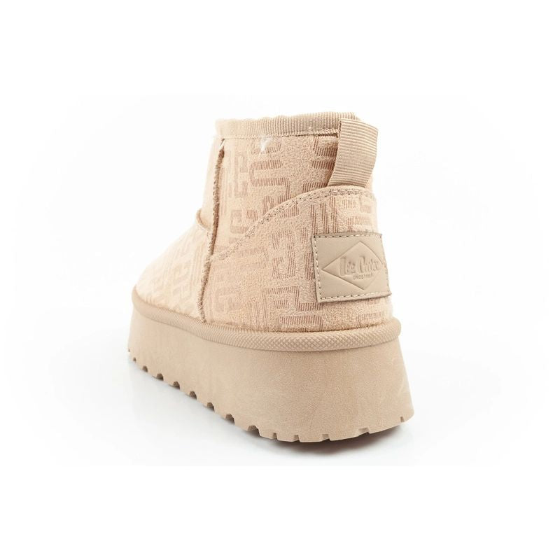 Lee Cooper women's winter snow boots, fashionable fur lined ankle boots, beige Lee Cooper