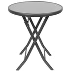 BALCONY FURNITURE SET ROUND TABLE AND 2 FOLDING CHAIRS GRAY Home and Garden/Garden Your Sports Performance