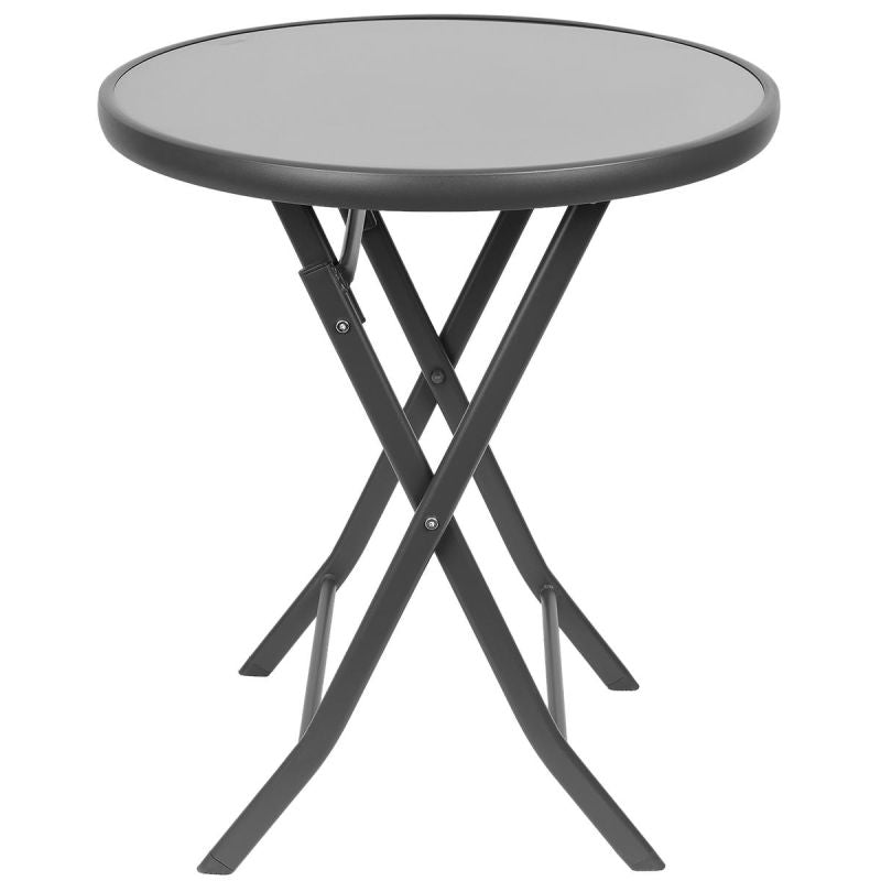 BALCONY FURNITURE SET ROUND TABLE AND 2 FOLDING CHAIRS GRAY Home and Garden/Garden Your Sports Performance
