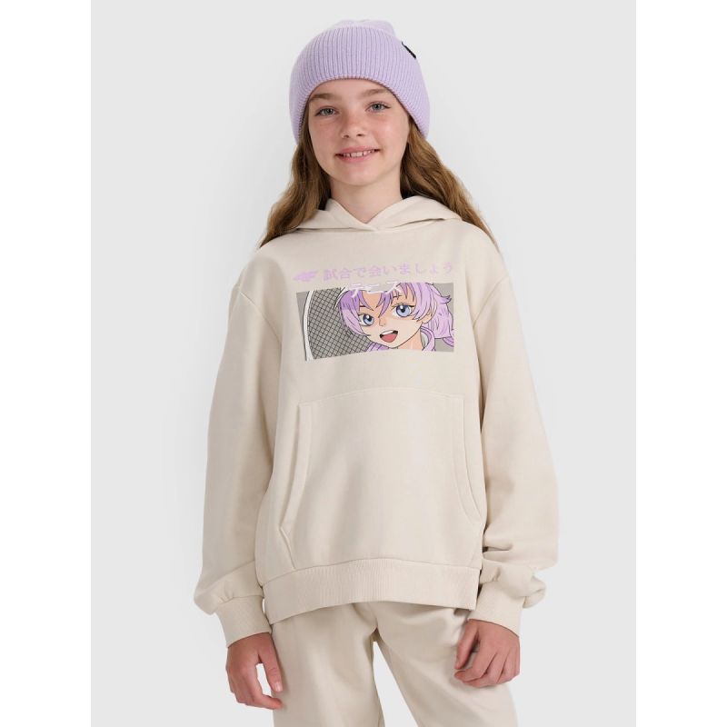 Girls' sweatshirt with hood, open, 4F 4FJRAW25TSWSF2294-11S *Kategoria tymczasowa Your Sports Performance