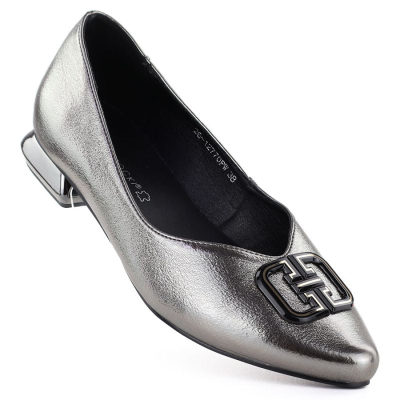 Women's ballerinas with decorative heels, silver Potocki SZ12770 To be categorized Your Sports Performance