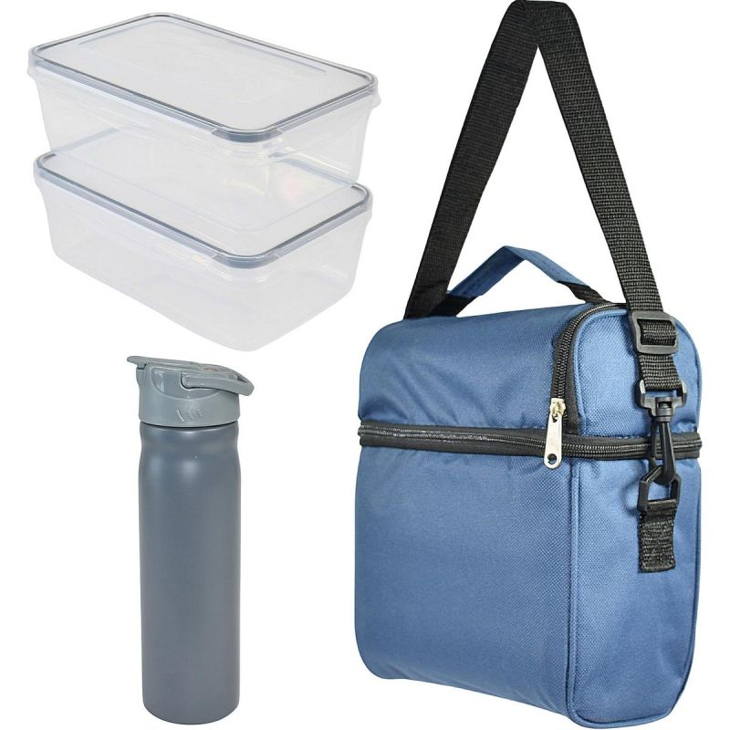 LUNCHBOX THERMAL BAG WITH BOTTLE AND 2 CONTAINERS REDCLIFFS BLUE Turystyka/Akcesoria Turystyczne/Naczynia I Niezbędniki Your Sports Performance