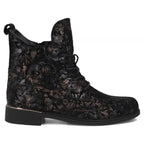 Women's leather ankle boots with floral pattern, black Filippo DBT8283