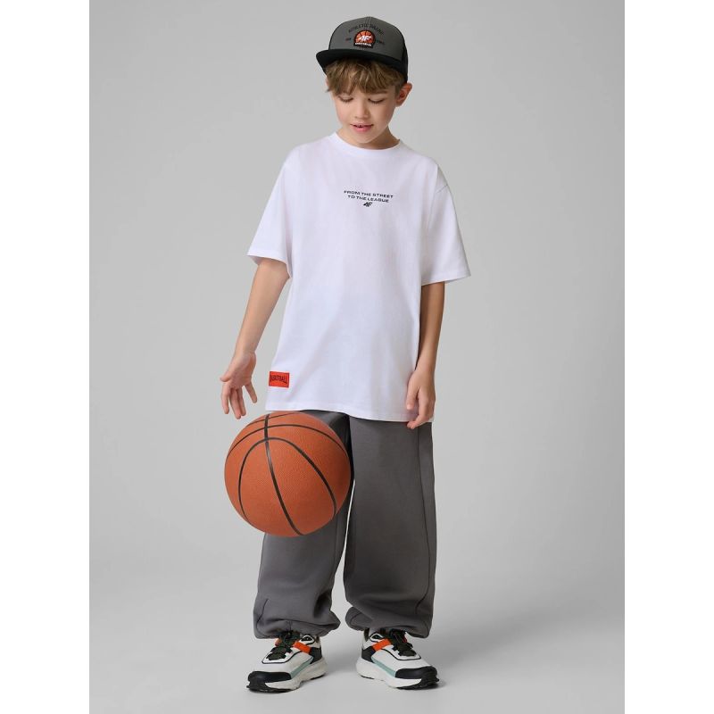 Boy's loose T-shirt with print 4F 4FJRSS26TTSHM3835-10S