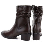 Women's high-heeled ankle boots with a gathered upper, brown Vinceza 58682