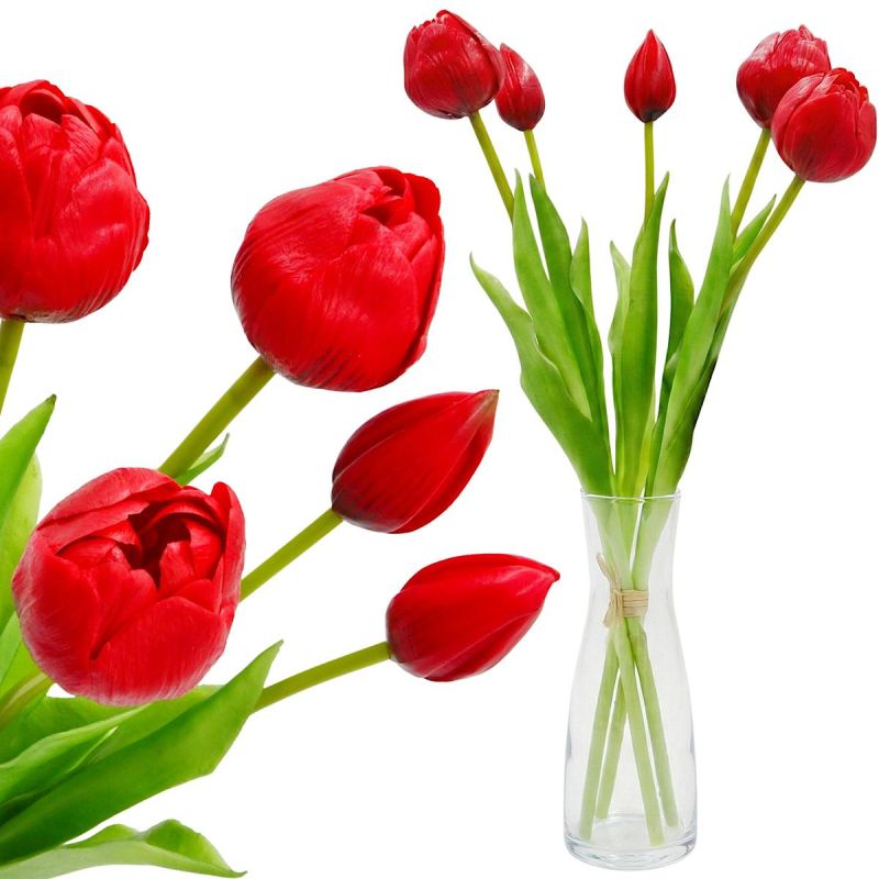 BOUQUET OF 5 RED PEONY TULIPS 39 CM LIFE-LIKE SPRING DECORATION Home and Garden/Equipment Your Sports Performance