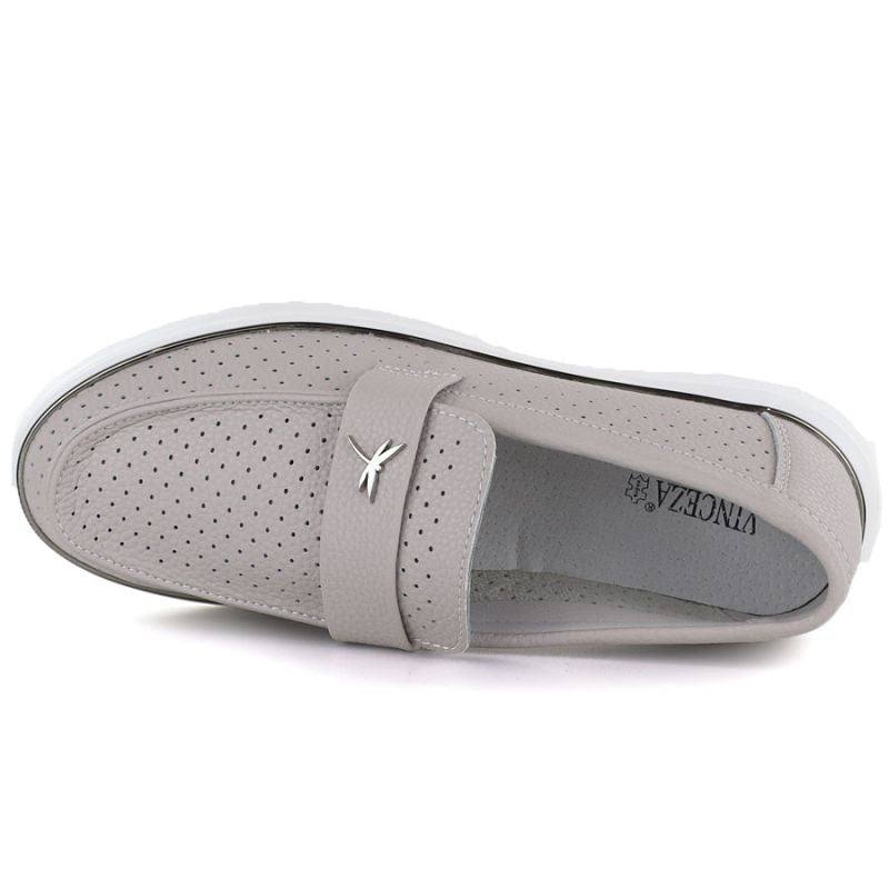 Vinceza 93221 women's gray leather moccasins Vinceza