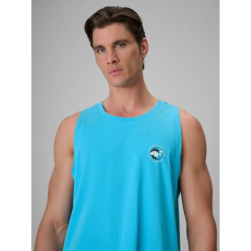 Men's regular sleeveless T-shirt with print 4F 4FRSS26TSLEM366-10S