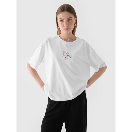 Women's oversize printed T-shirt 4F 4FRAW24TTSHF2582-10S *Kategoria tymczasowa Your Sports Performance