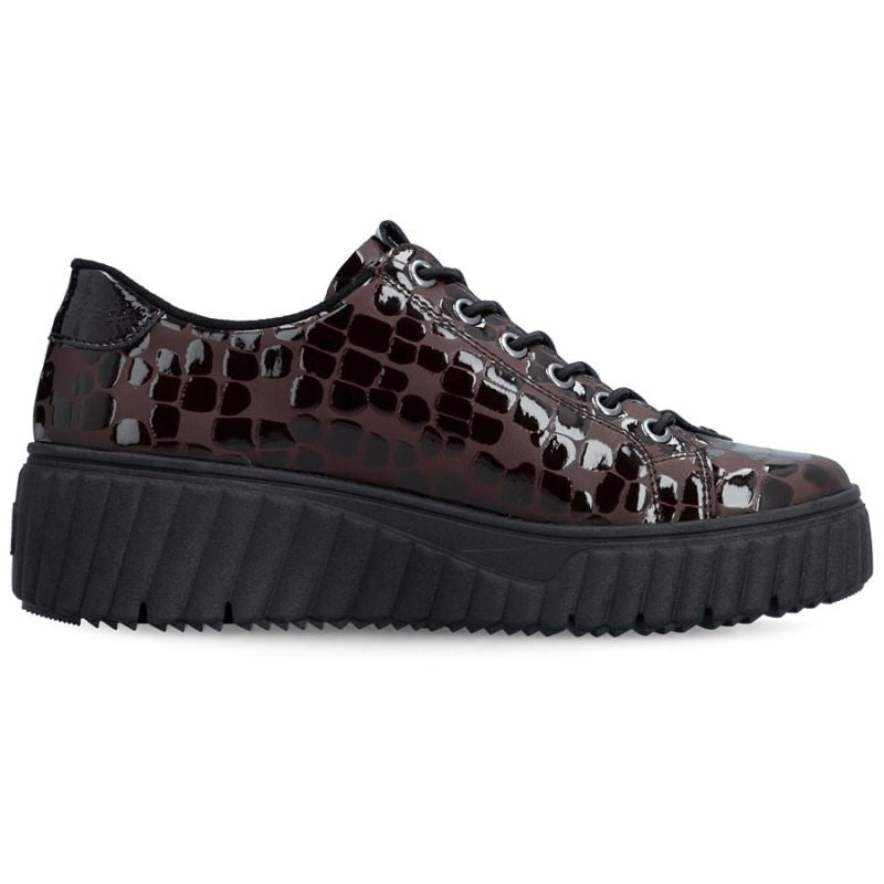 Women's patent leather sneakers crocodile brown Rieker N2555-25