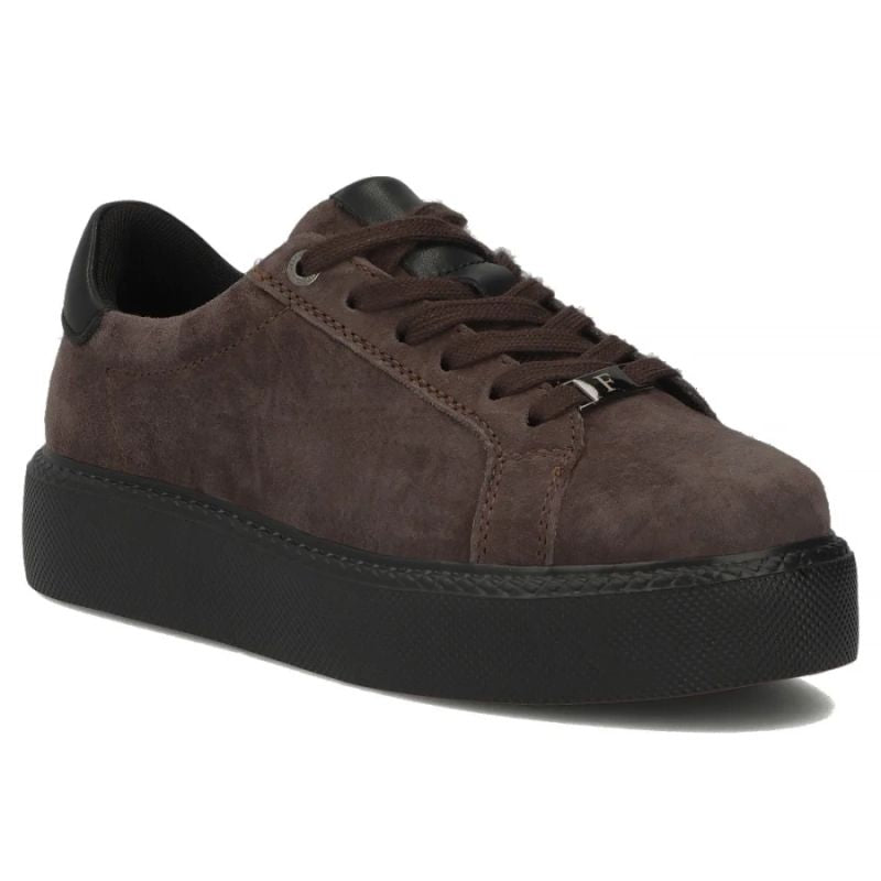 Women's leather platform sneakers, brown, Filippo DP6119