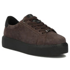 Women's leather platform sneakers, brown, Filippo DP6119