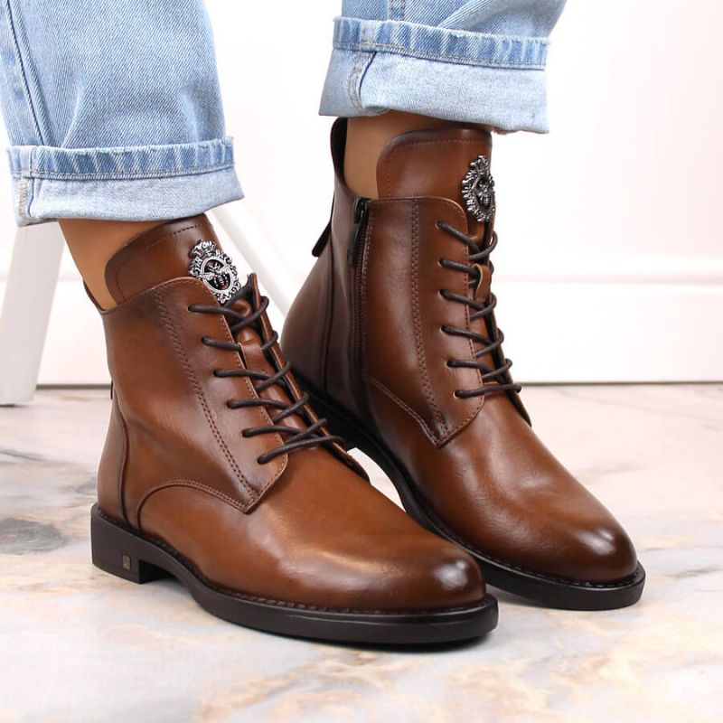 Lace-up and zipper ankle boots Potocki W WOL171C brown Footwear/Outdoor/Potocki Your Sports Performance