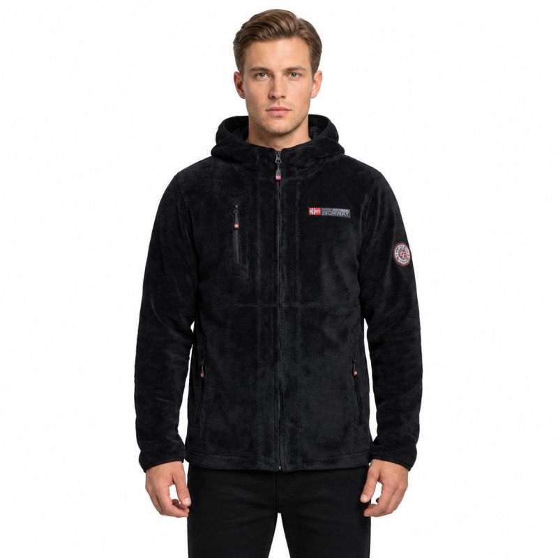 Men’s Fleece Pullover Geographical Norway UPLOAD HOOD BLACK DB MEN 224 (WY3383H/GN-BLACK)