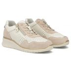 Women's leather sneakers with openwork wedges, beige Filippo DP7605 Filippo