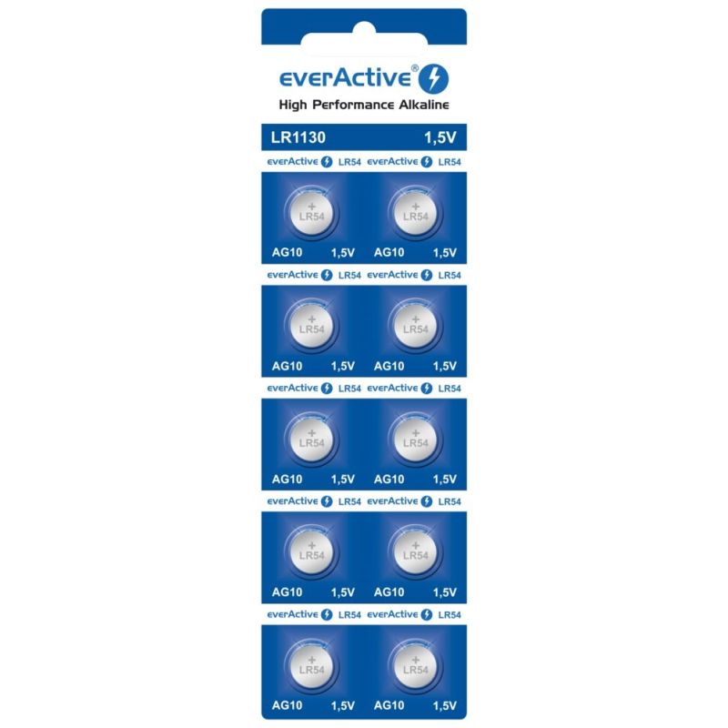 EVERACTIVE ALKALINE BATTERIES MINI AG10 G10 LR1130 LR54, BLISTER 10 PCS EVAG10 Baterie, akumulatorki i ładowarki/Baterie Your Sports Performance
