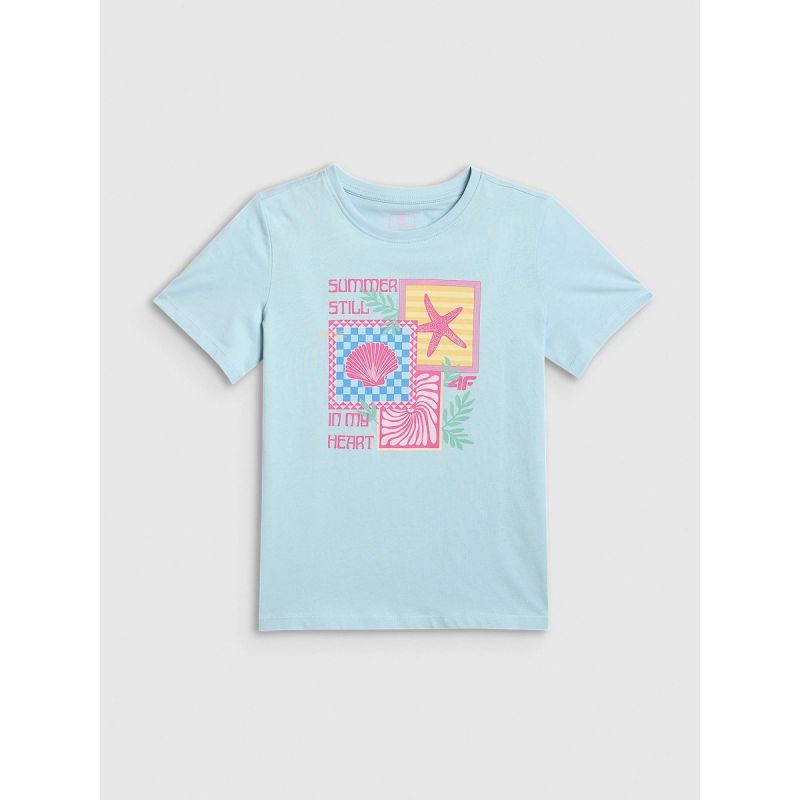Girls' regular printed T-shirt 4F 4FJRSS26TTSHF4418-33S
