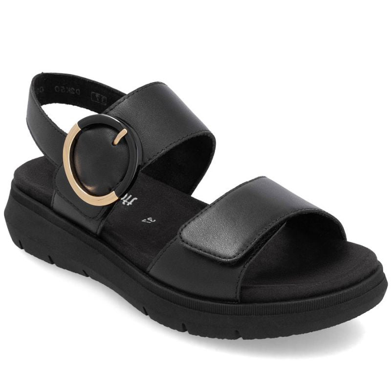 Women's leather wedge sandals black Remonte D2K50-00 Footwear Your Sports Performance