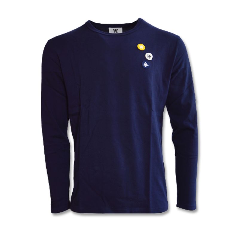 Men's Longsleeve Wood Wood Mel patches sweatshirt - 10235402-2323-Navy Odzież/Odzież na co dzień Your Sports Performance