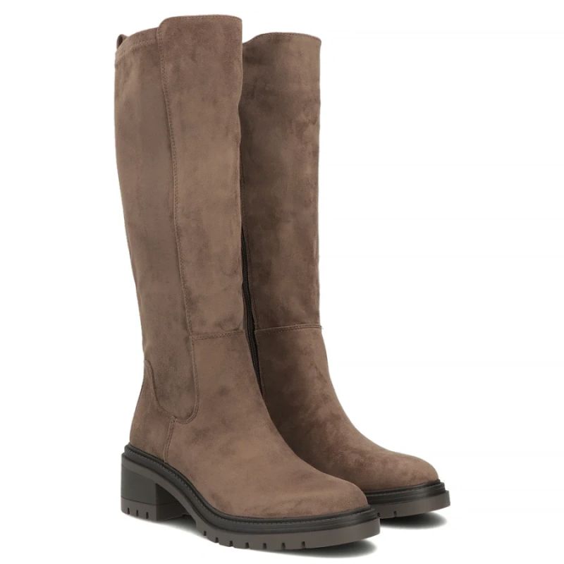 Women’s Taupe Suede Block-Heel Boots Filippo DKZ8310