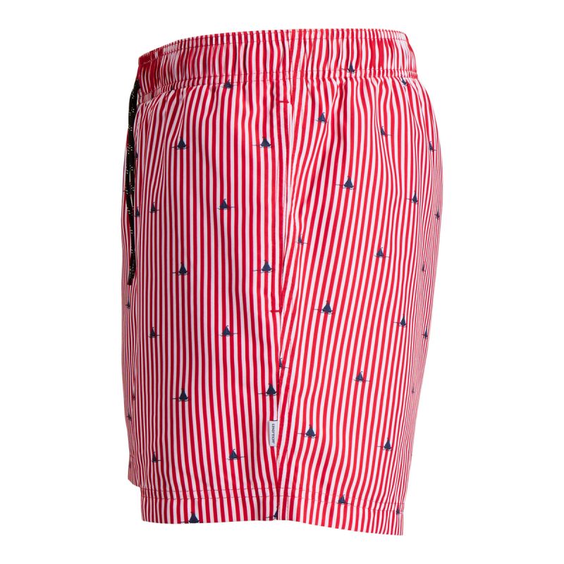 Jack&Jones men's JWHARUBA SWIM PRINTS SHORTS 12206537 TRUE RED STRIPES Jack&Jones