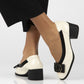 Beige patent leather pumps on a block heel Filippo DP6960 Filippo