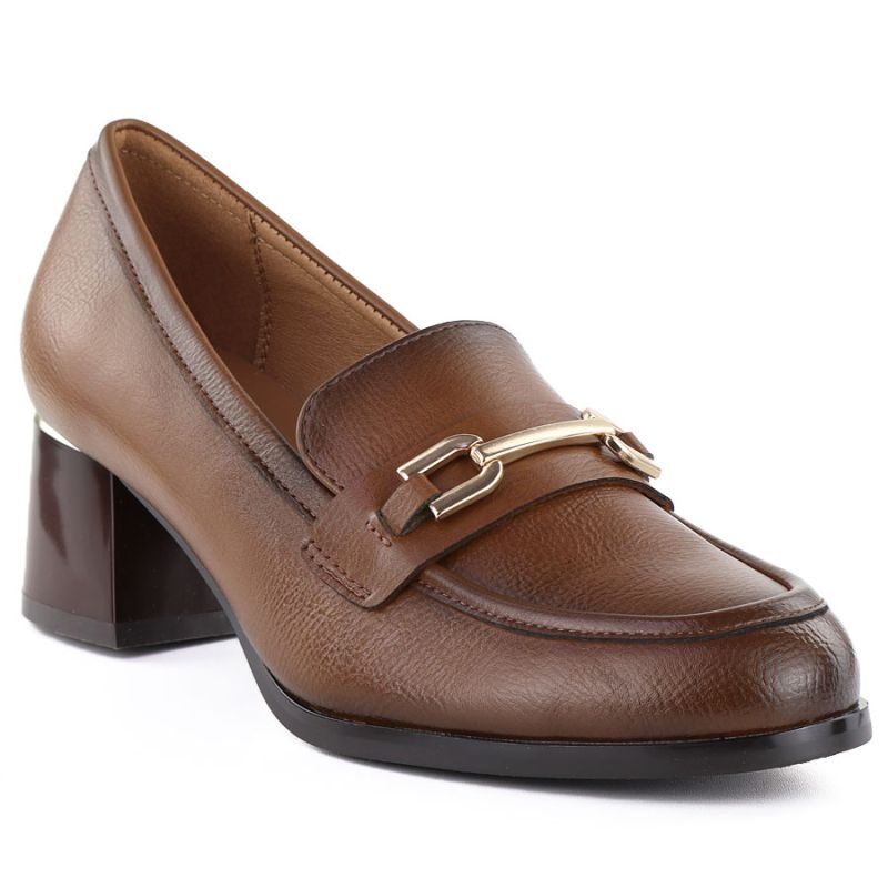 Women's brown high-heeled loafers, lords, Potocki SZ12784 To be categorized Your Sports Performance