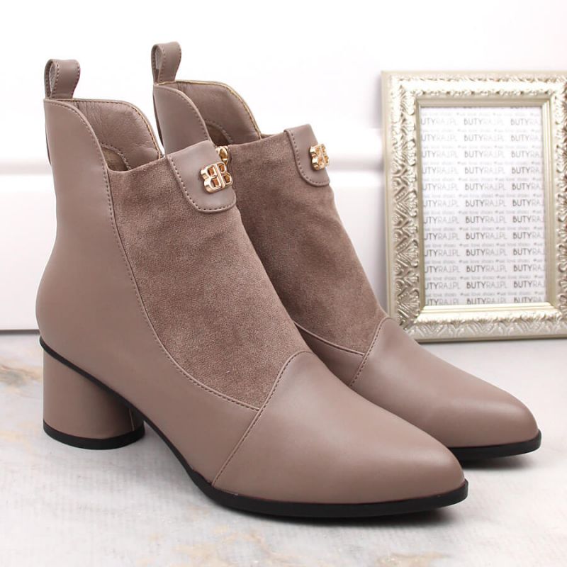 D&amp;A S.Barski Premium Collection high-heeled ankle boots W OLI232B, beige Footwear/Outdoor/S.Barski Your Sports Performance