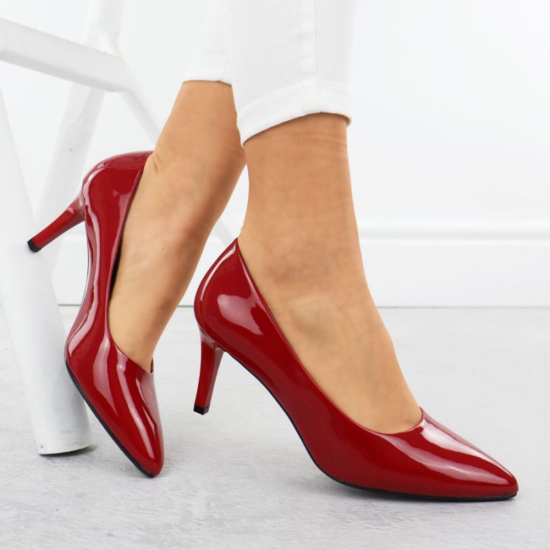 Women's patent leather pumps, red, Sergio Leone 1336 Footwear Your Sports Performance