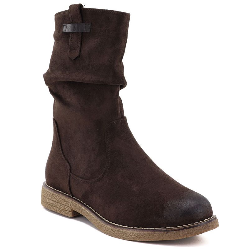 Women's insulated ankle boots with a wrinkled upper, chocolate M.Daszyńskie SA296-5