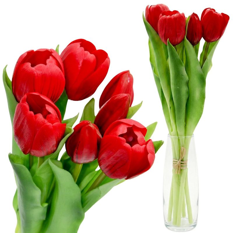 BOUQUET OF 7 RED TULIPS 31 CM LIKE LIFE SPRING DECORATION Home and Garden/Equipment Your Sports Performance
