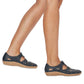 Women's leather openwork shoes, comfortable, with Velcro, black, Rieker 44852-14 Rieker