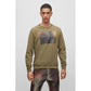 Hugo Boss men's cotton jersey sweatshirt with print, green (50488906-345) In preparation Your Sports Performance