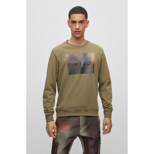 Hugo Boss men's cotton jersey sweatshirt with print, green (50488906-345) In preparation Your Sports Performance