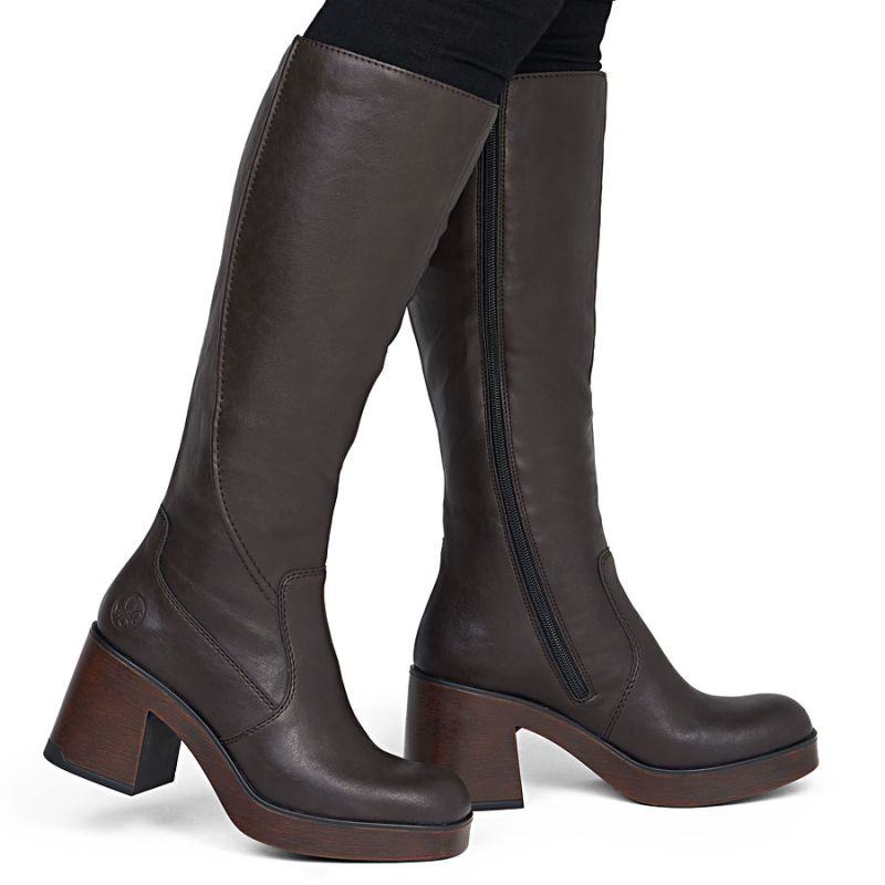 Women's insulated brown ankle boots with a block heel Rieker 58090-25