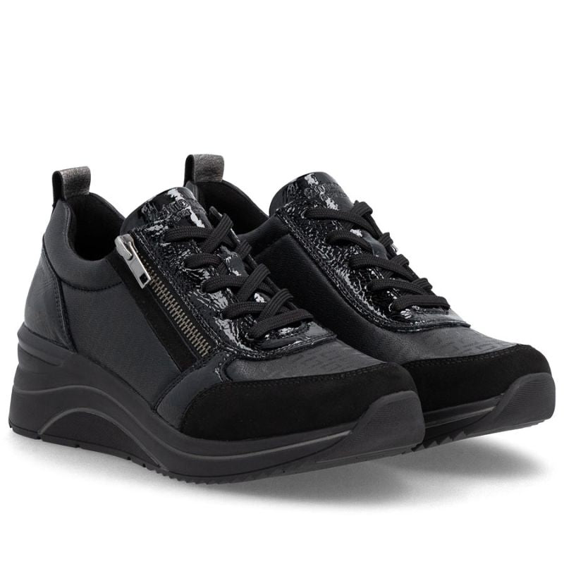 Women's wedge sneakers black Remonte Rieker D0T22-03