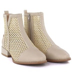 Beige mesh women's ankle boots M.Daszyński SA197-31 To be categorized Your Sports Performance