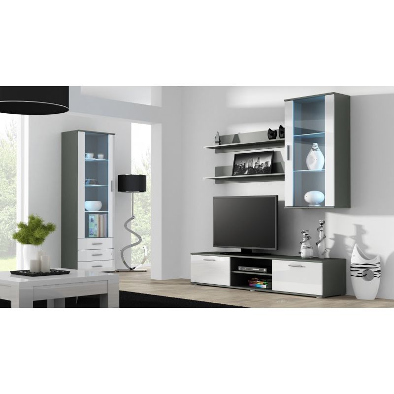 SOHO S1 display cabinet, grey/white gloss Bufety i witryny/Bufety i witryny na drewnianej podstawie Your Sports Performance