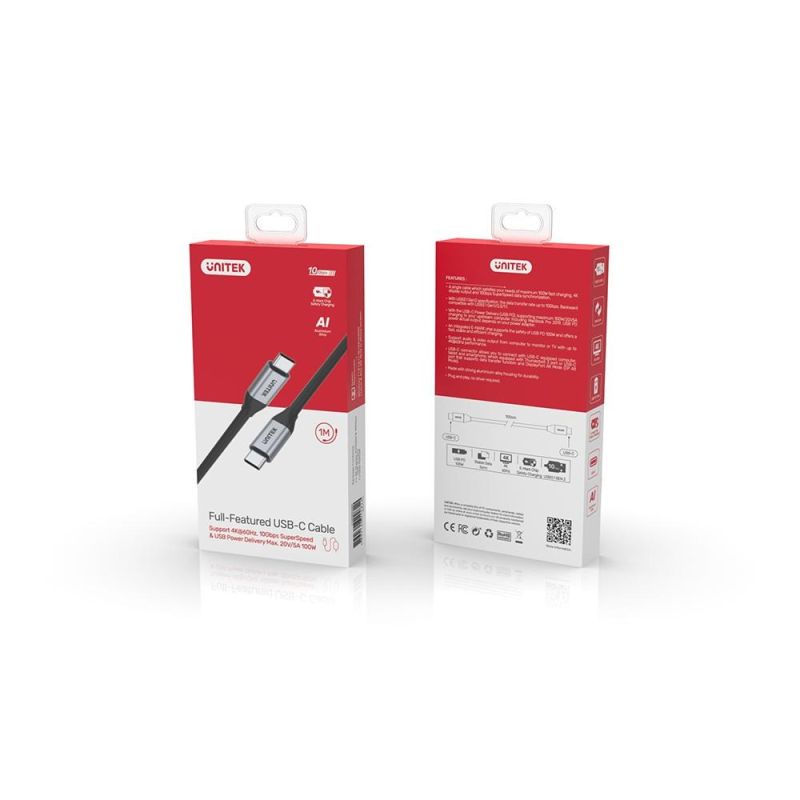 UNITEK CABLE USB-C - USB-C, 10GBPS 4K 60HZ 20V/5A In preparation Your Sports Performance