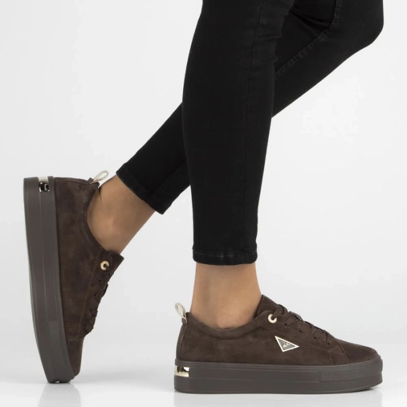 Women's leather platform sneakers, brown, Filippo DP3533