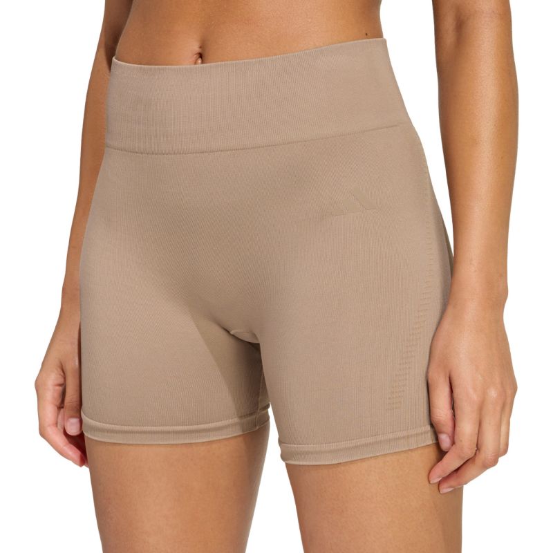 Women's adidas Workout Essentials 4 inch beige shorts JX3926